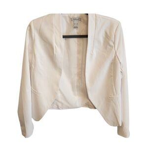REVAMPED Milky Cream White Classy Elegant Open Collar Cropped Blazer $178 XS